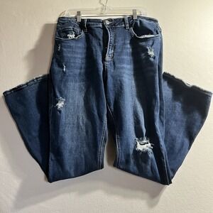 Lovervet by Vervet Jeans Womens 18 Blue Distressed Raw Ripped